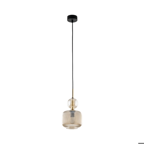 lampada a sospensione sfera di vetro ambra stile contemporaneo